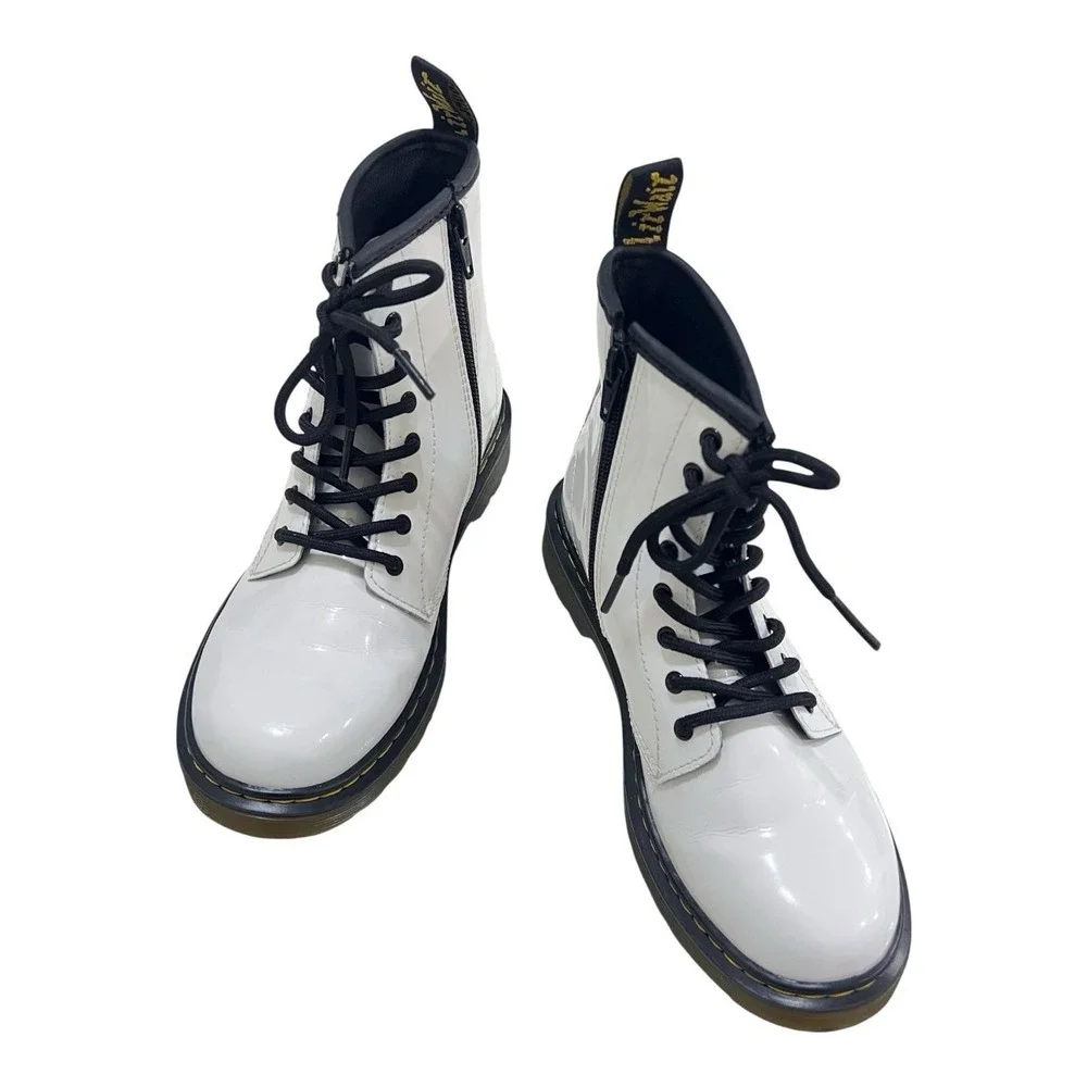 DR. MARTENS AirWair 1460‎ White Patent Leather Boots Combat Girls 4